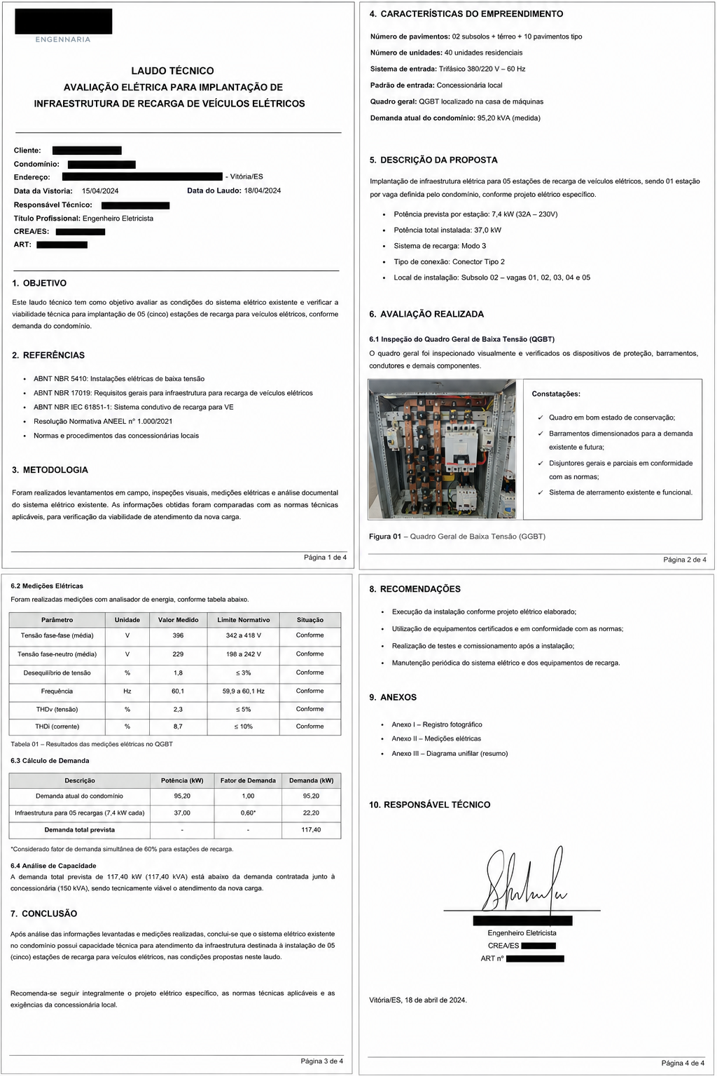 Trecho de laudo técnico — Passon Engenharia